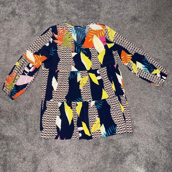 Dresses & Skirts - Women's Colorful Vibrant Tropical & Geometric Checkered Pattern Tunic Dress 2XL